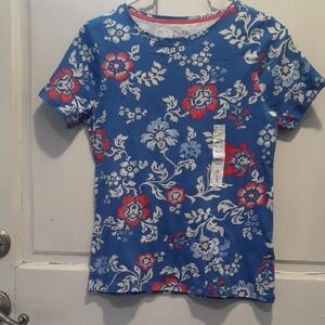 Croft & Barrow Blue and Red Floral Kids Tee